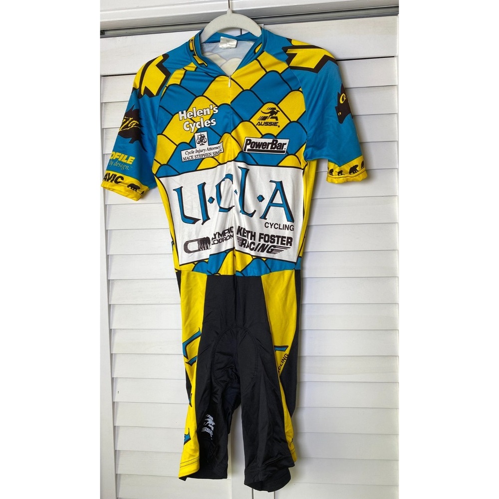 Mens Medium Aussie Cycling Skinsuit, UCLA Bruins, Front Zip, Padded